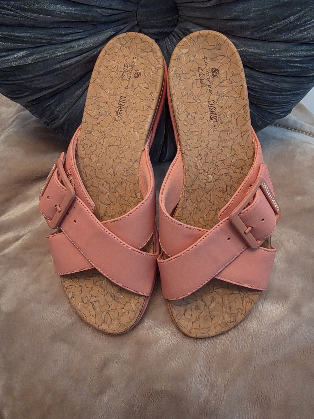 Clarks Coral Cross-Strap Slide Sandals with Buckle